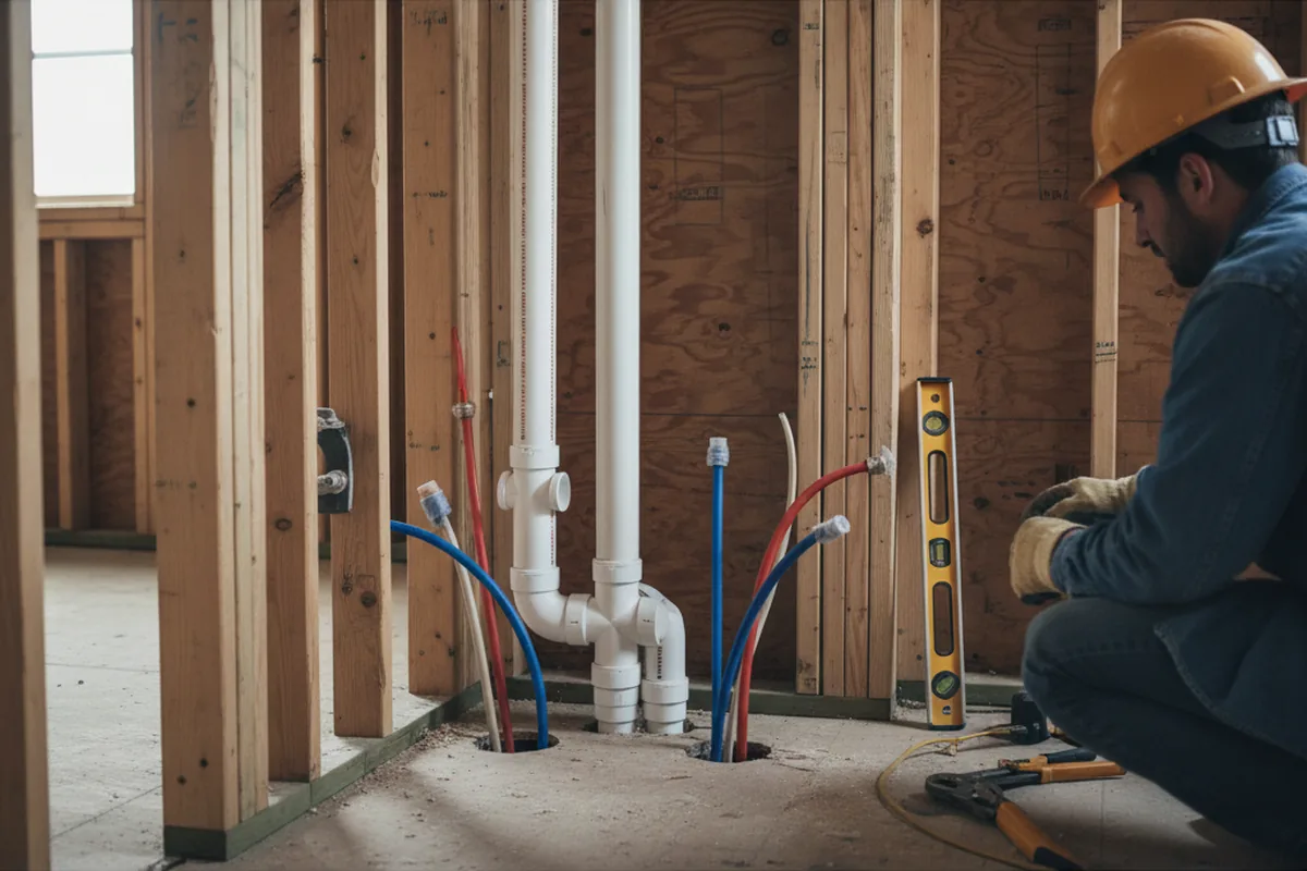 Drain and supply rough-in during Leak Detection in Avawam