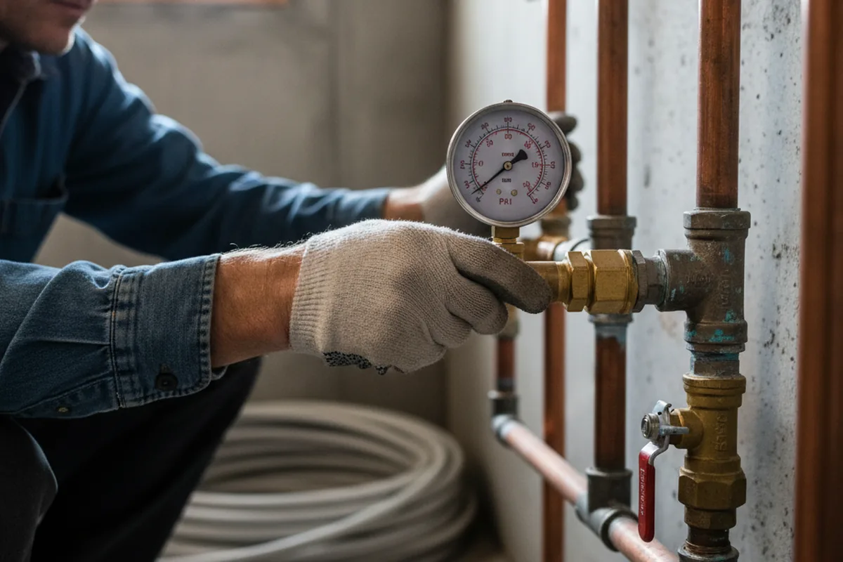 Pressure testing a repaired line during Water Line Repair in Avawam